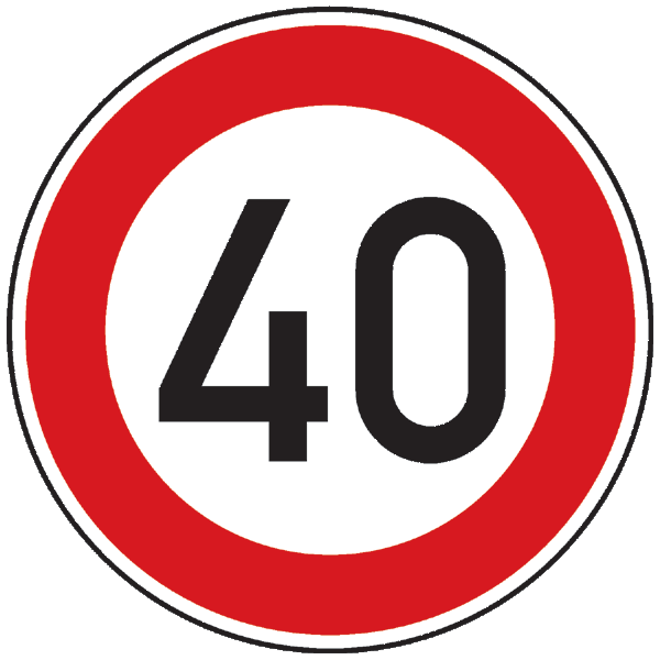 Verkehrszeichen 274.40 - Zulässige Höchstgeschwindigkeit 40 km/h