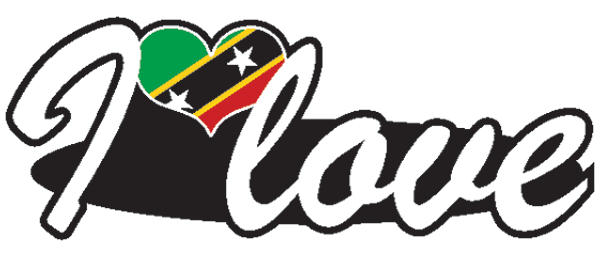 Aufkleber- I love St. Kitts und Nevis