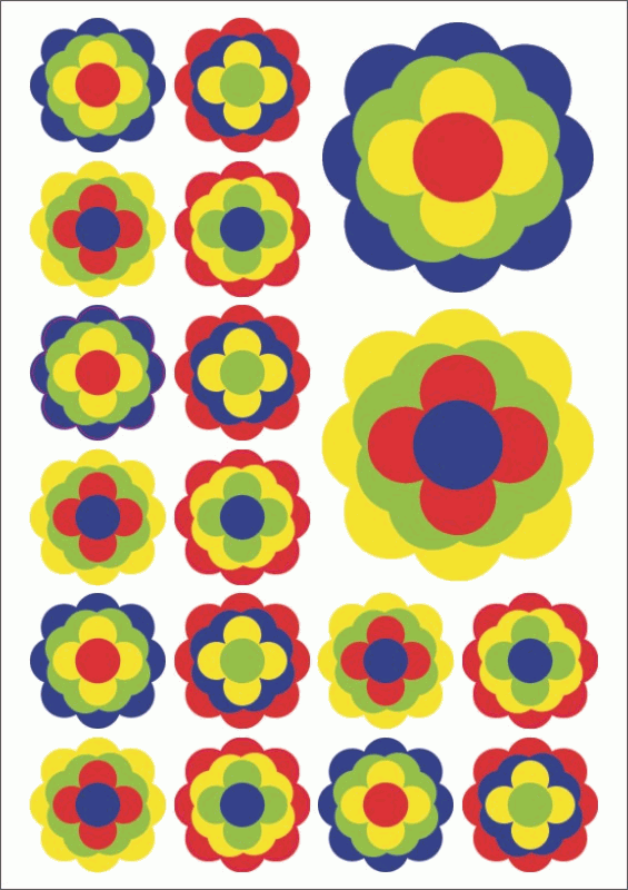 Retroblumen-Aufkleber -Set 03