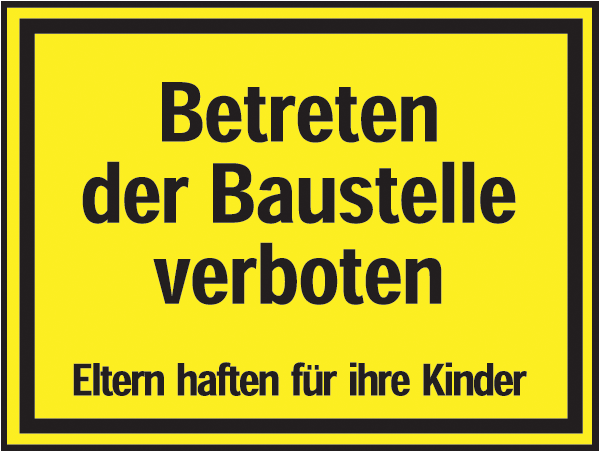 Warnzeichenaufkleber Sonstige .054- Betreten der Baustelle verboten