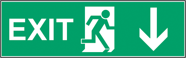 Rettungszeichenaufkleber .101-  Exit/Notausgang runter (alt)