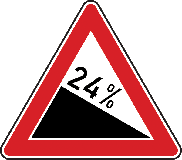 Traffic sign 108.24 - 24% Gradient 