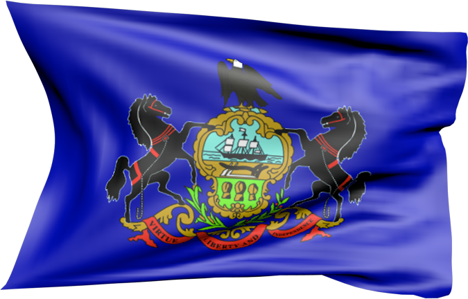 Pennsylvania | wehende Flagge von Pennsylvania als Aufkleber