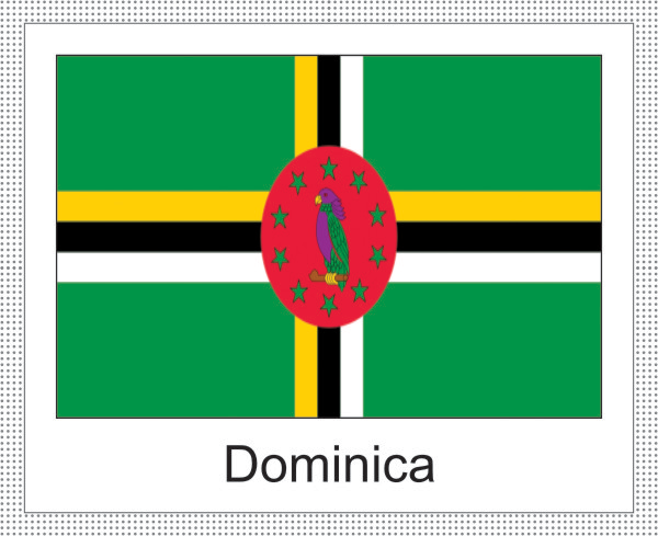 Dominica | Aufkleber mit weissem Design