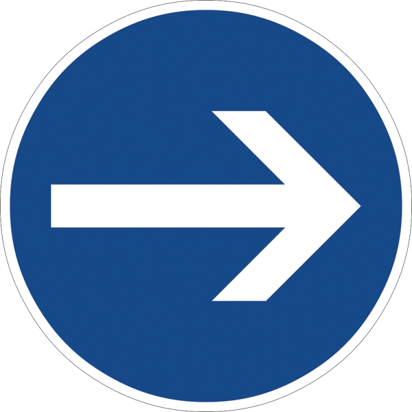 Verkehrszeichen 211 - Vorgeschriebene Fahrtrichtung - hier rechts