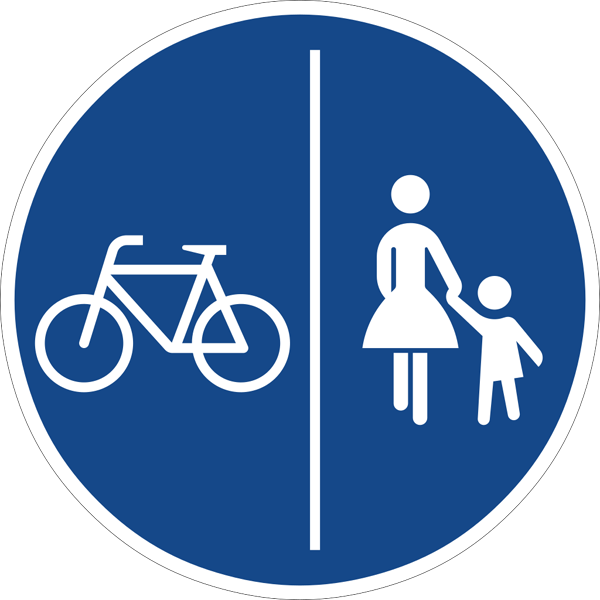 Verkehrszeichen 241.30 - Getrennter Rad- und Gehweg - Radweg links