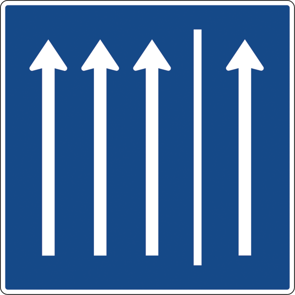 Verkehrszeichen 223.1.51 - Seitenstreifen befahren- 3 Fahrstreifen + Seitenstreifen