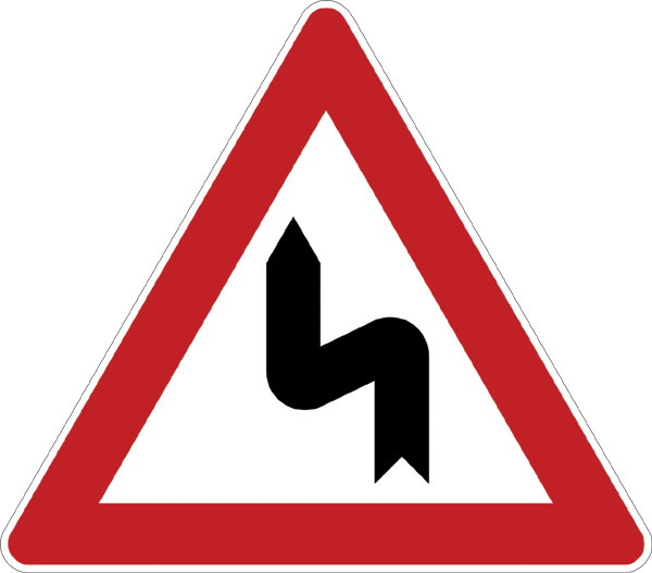 Verkehrszeichen 105.10 - Doppelkurve - zunächst links