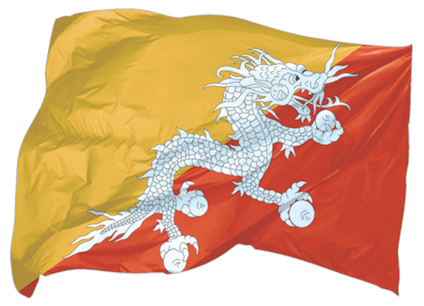 Bhutan | wehende Flagge als Aufkleber Bhutan | wehende Flagge als Aufkleber