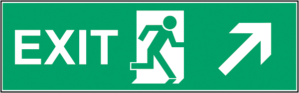 Rettungszeichenaufkleber .105-  Exit/Notausgang rechts hoch (alt)