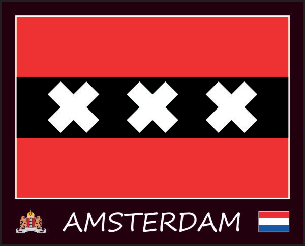 Flagge von Amsterdam | schwarz