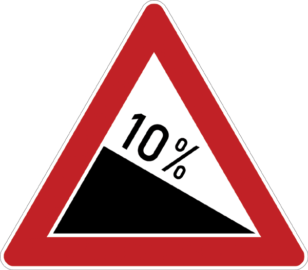 Verkehrszeichen 108.10 - Gefälle 10% 
