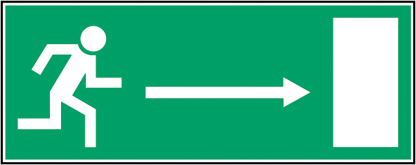 Rettungszeichenaufkleber .083- Notausgang Richtungshinweis rechts (alt)