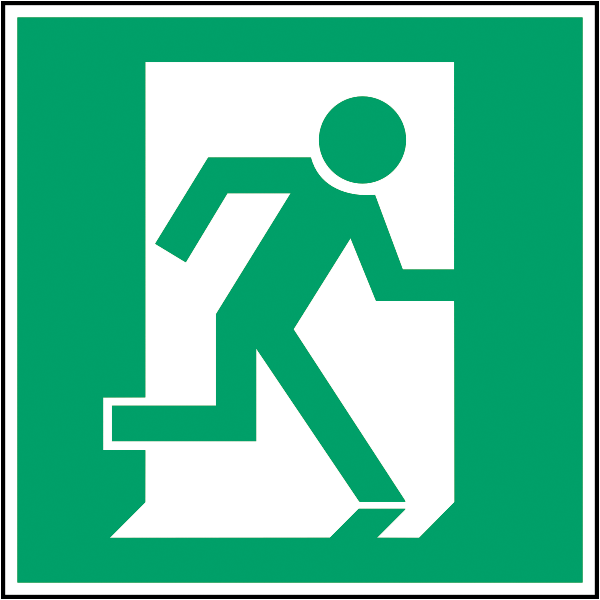 Rettungszeichenaufkleber .036- Notausgang rechts (alt)