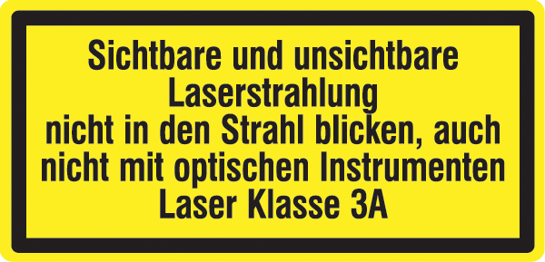 Warnzeichenaufkleber Laser .012- Sichtbare und unsichtbare Laserstrahlung... Laser Klasse 3A