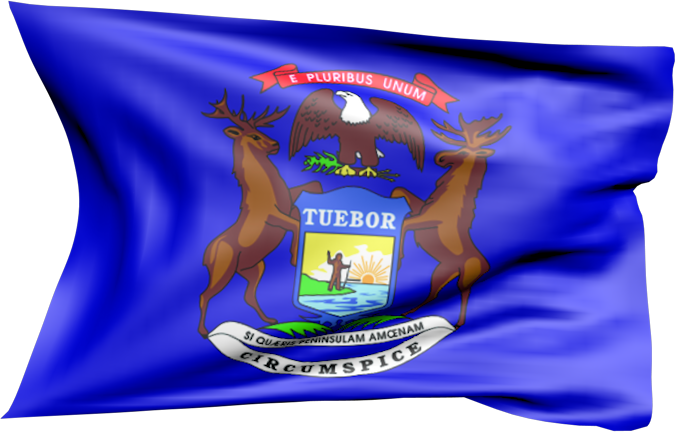 Michigan | wehende Flagge von Michigan als Aufkleber