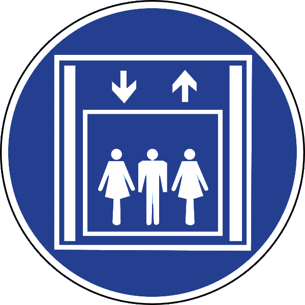 Gebotszeichenaufkleber alt .034- Personenaufzug (alt)
