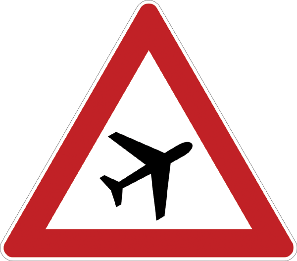 Verkehrszeichen 101.20 - Flugbetrieb - Aufstellung links
