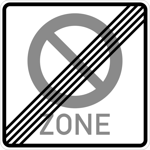 Traffic sign 290.2 - End of a restricted stopping ban for a zone