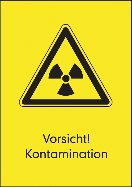Warnzeichenaufkleber Strahlenschutz .012- Vorsicht Kontamination (alt)