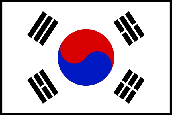 Südkorea | Flagge -gleiche Größe Südkorea | Flagge -gleiche Größe