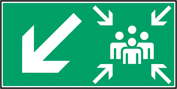 Rettungszeichenaufkleber .134- Sammelplatz links runter (alt)