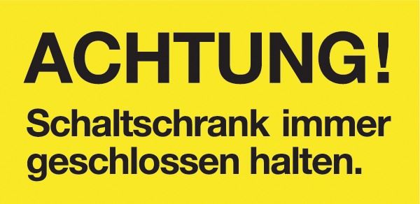 Warnzeichenaufkleber Elektro .111- Achtung! Schaltschrank immer geschlossen halten (alt)