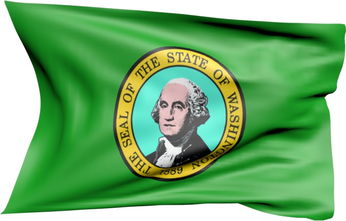 Washington | wehende Flagge von Washington als Aufkleber