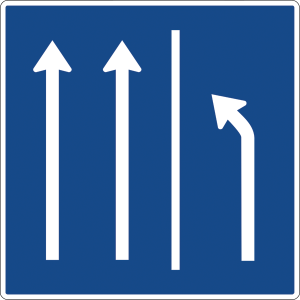 Verkehrszeichen 223.3.50 - Seitenstreifen räumen - 2 Fahrstreifen + Seitenstreifen