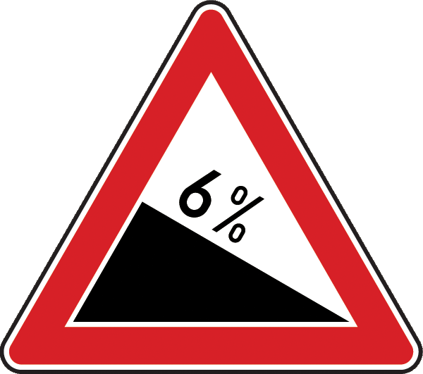 Traffic sign 108.06 - 6% gradient 