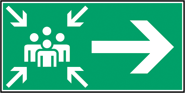 Rettungszeichenaufkleber .131- Sammelplatz rechts (alt)