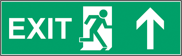 Rettungszeichenaufkleber .109-  Exit/Notausgang geradeaus (alt)