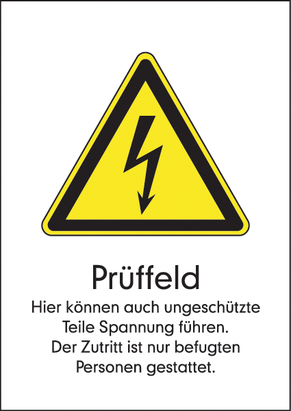 Warnzeichenaufkleber Elektro .004- Prüffeld (alt)