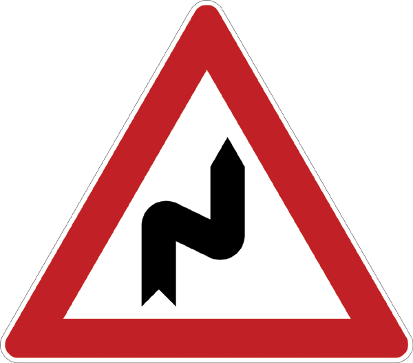 Verkehrszeichen 105.20 - Doppelkurve - zunächst rechts