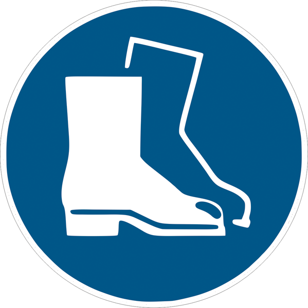 Gebotszeichenaufkleber - M008 Fußschutz benutzen