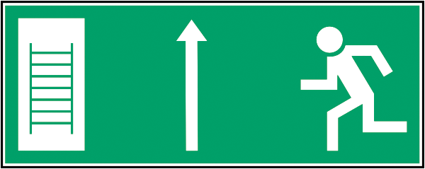 Rettungszeichenaufkleber .092- Notleiter Richtungshinweis geradeaus (alt)