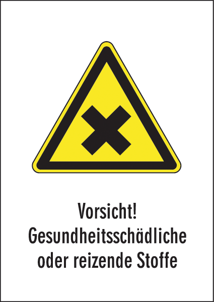 Warnzeichenaufkleber alt .088- Vorsicht! Gesundheitsschädliche oder reizende Stoffe (alt)