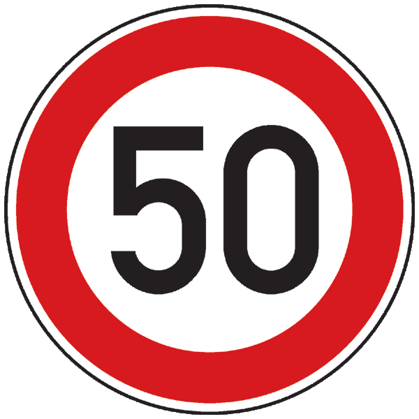Verkehrszeichen 274.50 - Zulässige Höchstgeschwindigkeit 50 km/h
