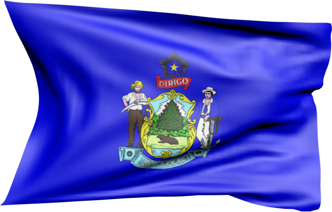 Maine | wehende Flagge von Maine als Aufkleber
