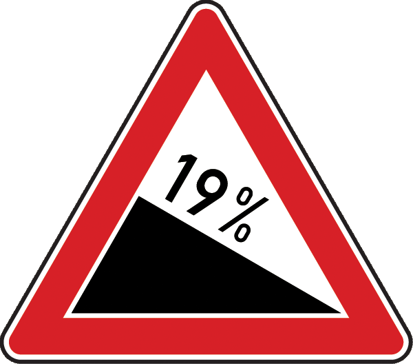 Verkehrszeichen 108.19 Gefälle 19%
