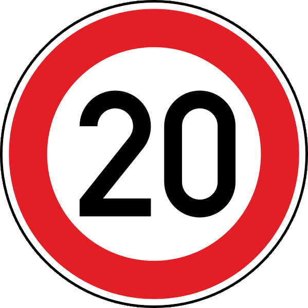 Verkehrszeichen 274.20 - Zulässige Höchstgeschwindigkeit 20 km/h
