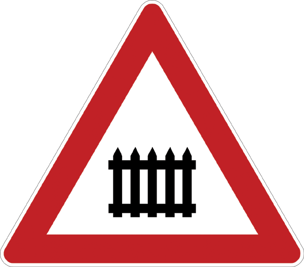 Verkehrszeichen 150 - Bahnübergang m. Schranken o. Halbschranken