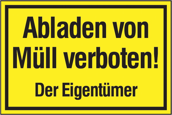Warnzeichenaufkleber Sonstige .037- Abladen von Müll verboten!