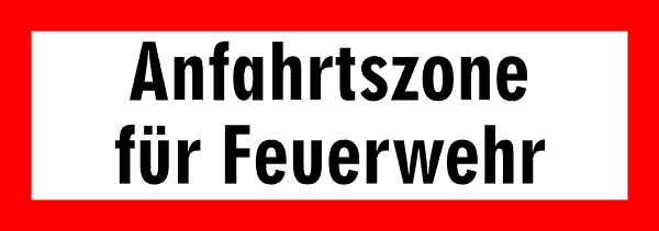 Feuerwehr Aufkleber -Anfahrtszone für Feuerwehr