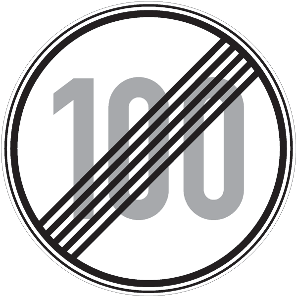  Verkehrszeichen 278.100 - Ende der zulässigen Höchstgeschwindigkeit 100 km/h