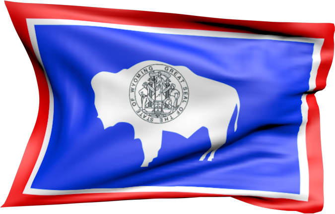 Wyoming | wehende Flagge von Wyoming als Aufkleber