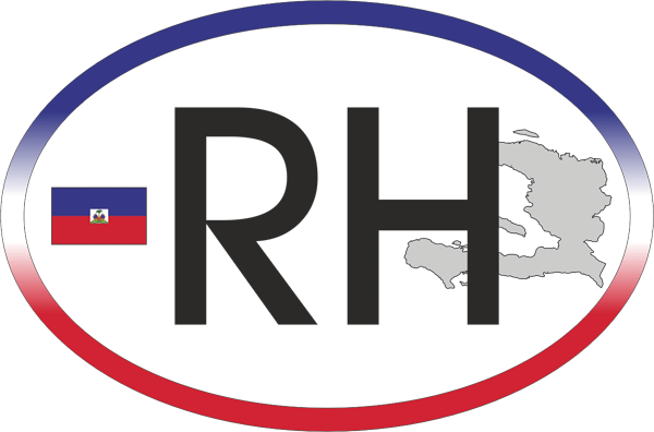 Länderkennzeichen Haiti weiß mit Landescontour