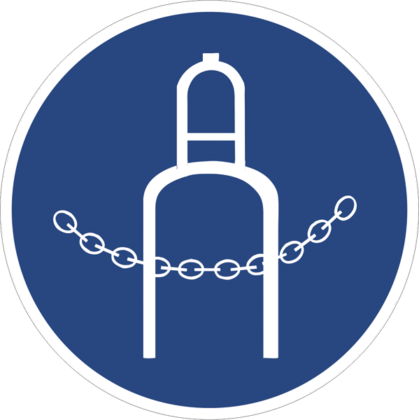Gebotszeichenaufkleber alt .024- Druckgasflasche durch Kette sichern (alt)