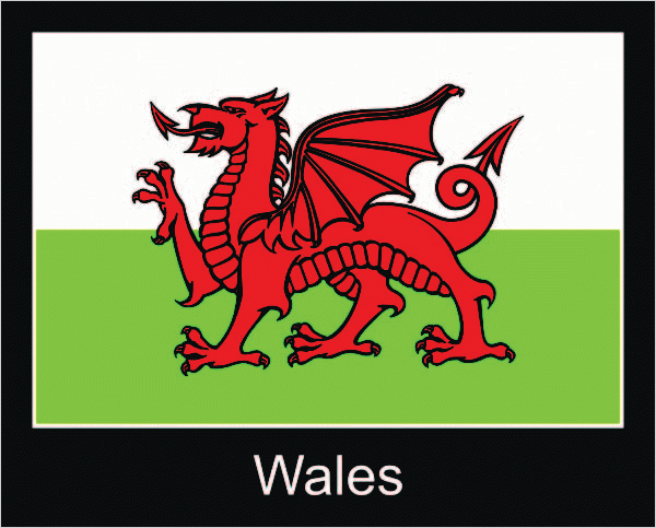Tischfahne Wales Flaggenfritze® gratis Aufkleber Tischflagge 