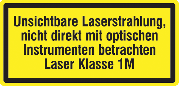 Warnzeichenaufkleber Laser .005- Unsichtbare Laserstrahlung... Laser Klasse 1M